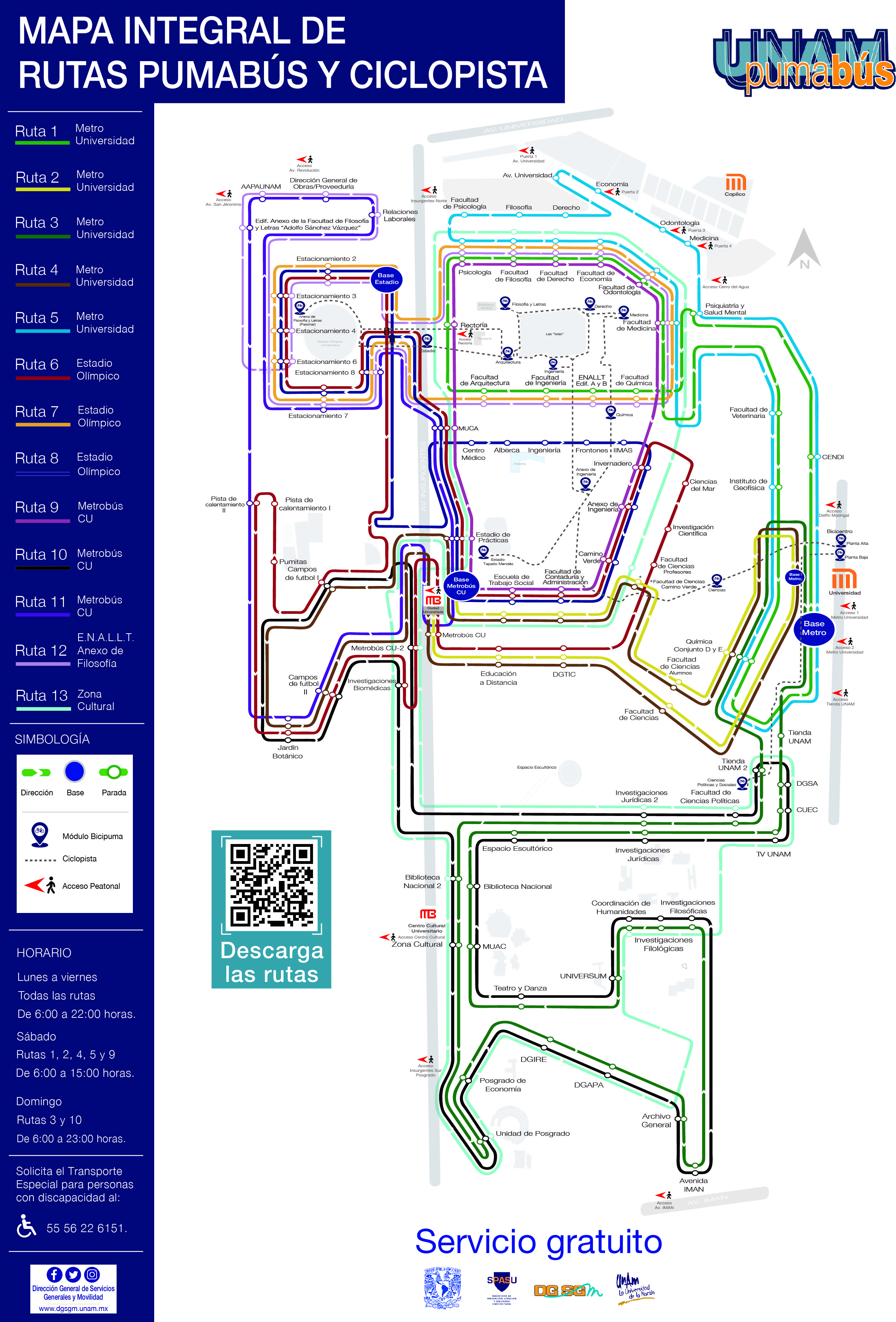 Mapa Integral de Rutas PUmabús y Ciclopista